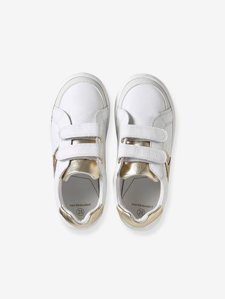 Baskets scratchées cuir enfant collection maternelle blanc+rose pâle - vertbaudet enfant 