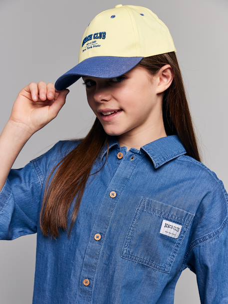 Ensemble short chemise fille denim léger bleu moyen - vertbaudet enfant 