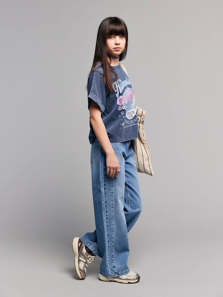 Jean large rivets étoiles bleu clair - vertbaudet enfant 