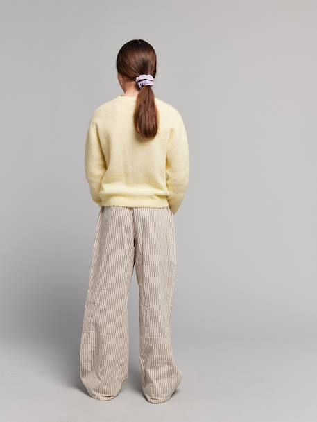 Wijde broek voor meisjes beige, gestreept - vertbaudet enfant 