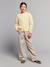 Wijde broek voor meisjes beige, gestreept - vertbaudet enfant 