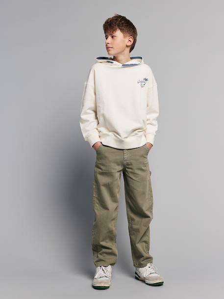 Sweat capuche garçon oversize imprimé dos écru - vertbaudet enfant 