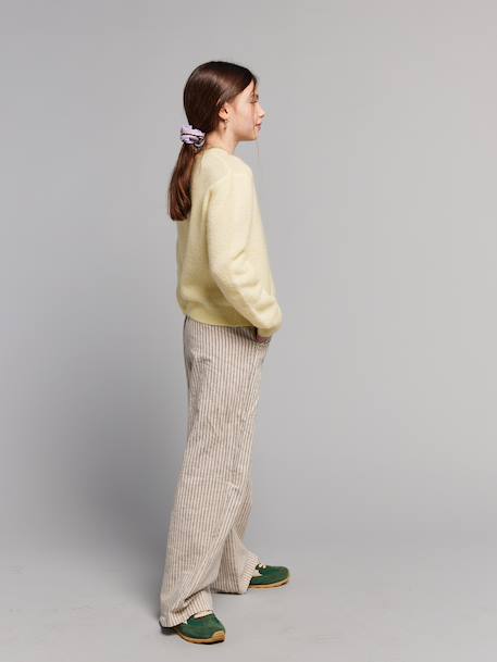 Pantalon large fille fluide rayé beige - vertbaudet enfant 
