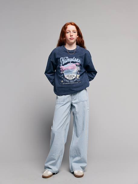 Pantalon large fille rayé rayé bleu - vertbaudet enfant 
