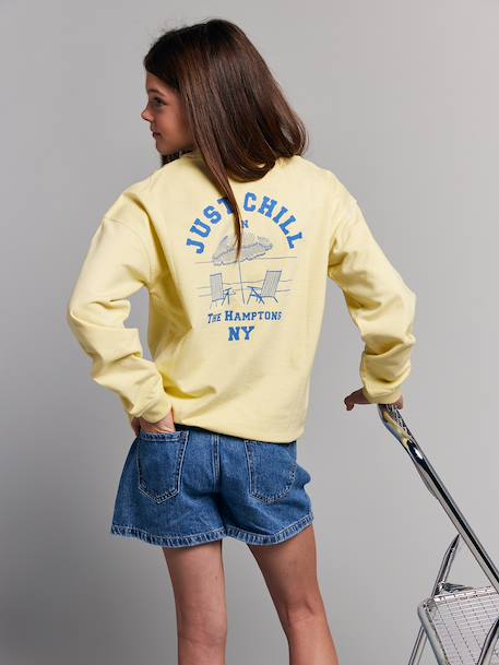 Sweat 'Just Chill' jaune pâle - vertbaudet enfant 