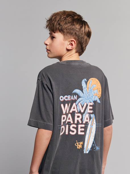 Oversized t-shirt voor jongens van katoen antraciet - vertbaudet enfant 