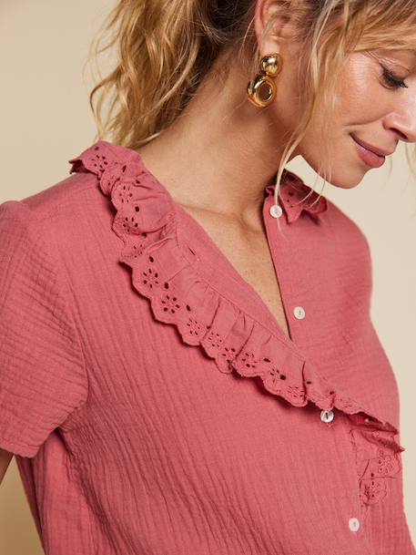 Blouse femme volant gaze Capsule mère-fille vieux rose - vertbaudet enfant 