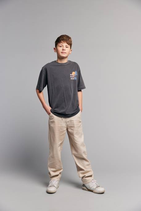 Oversized t-shirt voor jongens van katoen antraciet - vertbaudet enfant 