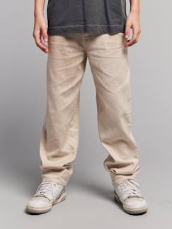 -Pantalon twill coton et lin garçon taille ajustable