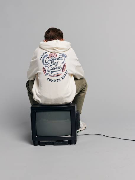 Sweat capuche garçon oversize imprimé dos écru - vertbaudet enfant 