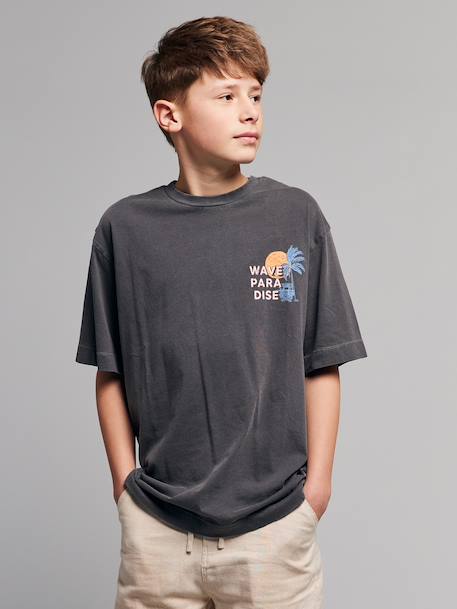 Oversized t-shirt voor jongens van katoen antraciet - vertbaudet enfant 