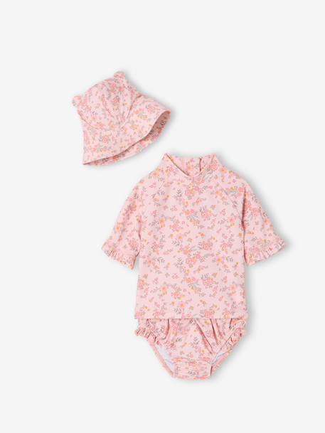 Anti-uv badpak 3-delig roze (poederkleur) - vertbaudet enfant 