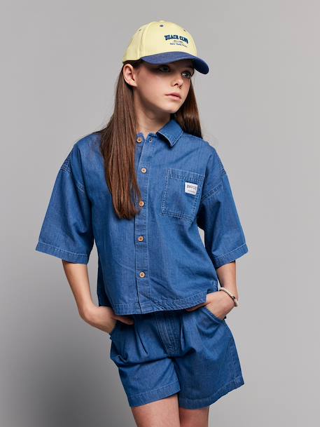 Fille-Ensemble-Ensemble short chemise fille denim léger