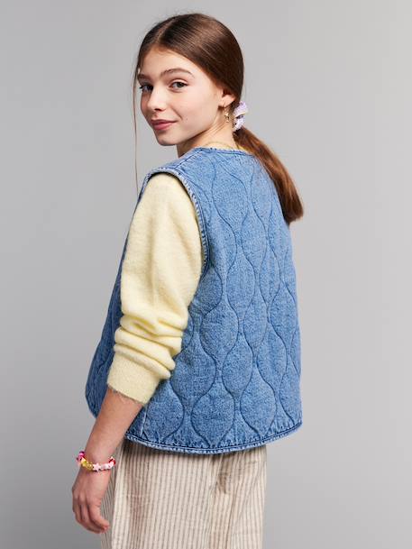 Veste sans manches denim bleu moyen - vertbaudet enfant 