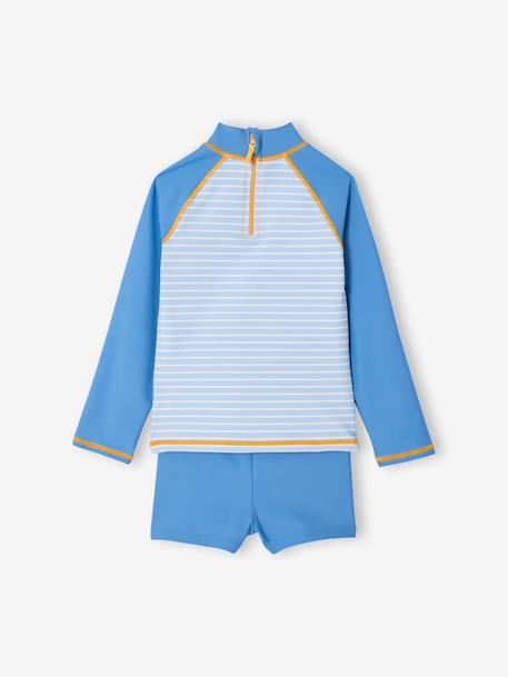 Set met lange mouwen en UV-werende short azuurblauw - vertbaudet enfant 