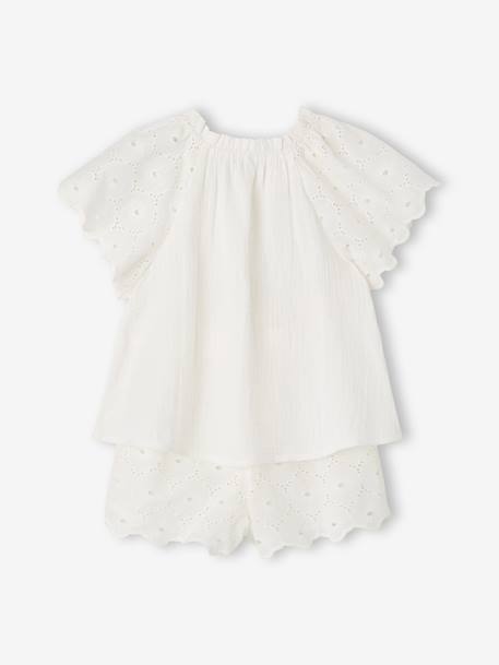 2-delige set met short voor meisjes Ella Happy Time wit - vertbaudet enfant 