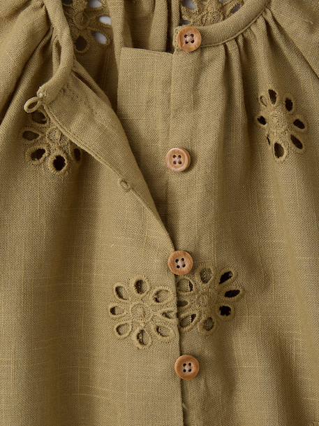 Blouse manches courtes broderie anglaise kaki - vertbaudet enfant 