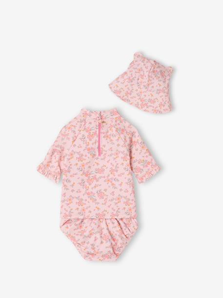Anti-uv badpak 3-delig roze (poederkleur) - vertbaudet enfant 