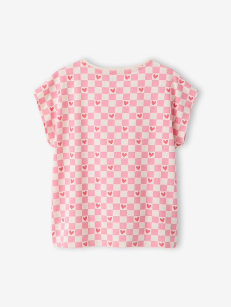T-shirt fille imprimé noeud fantaisie manches courtes blanc+lavande+rose - vertbaudet enfant 