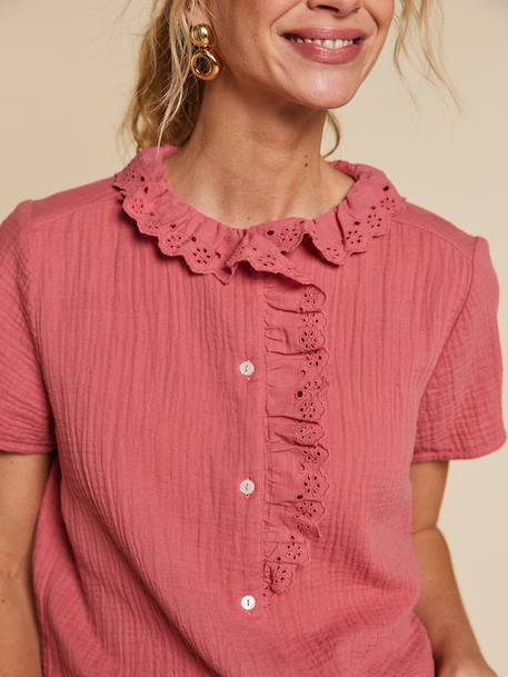 Damesblouse met volants oudroze - vertbaudet enfant 