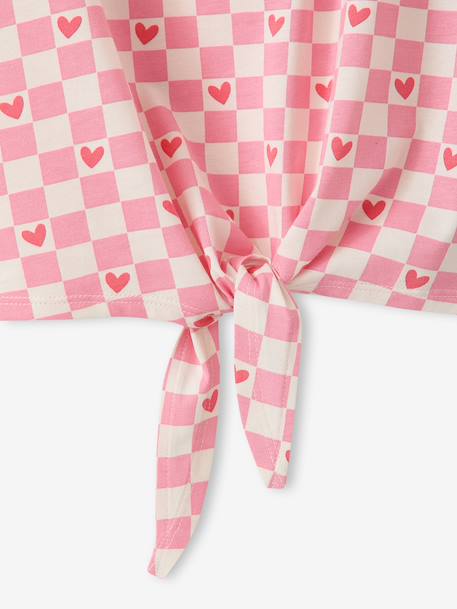 T-shirt fille imprimé noeud fantaisie manches courtes blanc+lavande+rose - vertbaudet enfant 