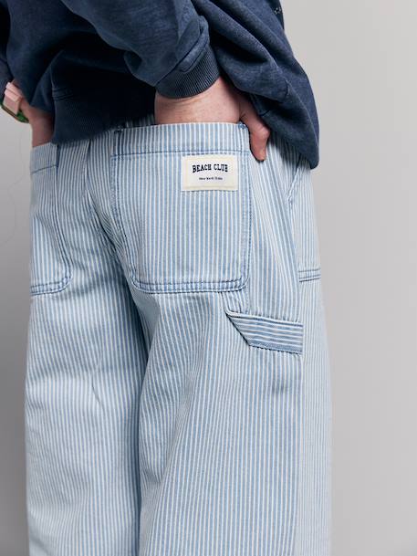 Gestreepte wijde broek voor meisjes blauw, gestreept - vertbaudet enfant 
