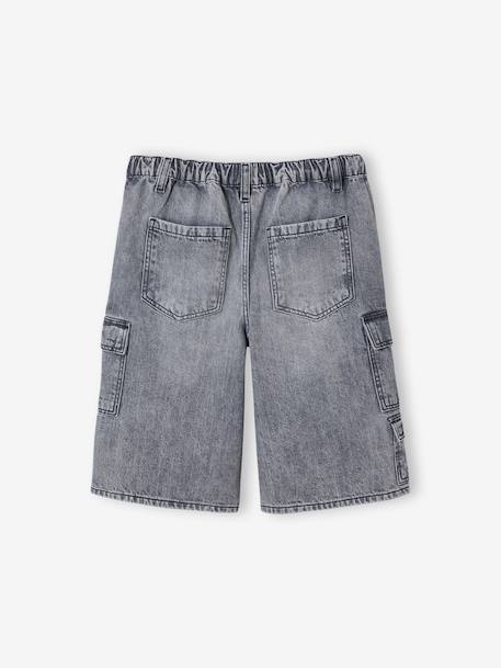 Bermuda skateur denim bleached+denim gris - vertbaudet enfant 