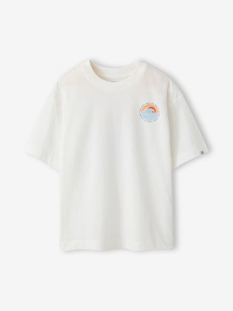 T-shirt garçon motif devant/dos effet délavé écru+vert d'eau - vertbaudet enfant 