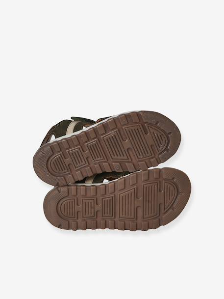 Leren sandalen voor jongens met klittenbandsluiting kaki - vertbaudet enfant 