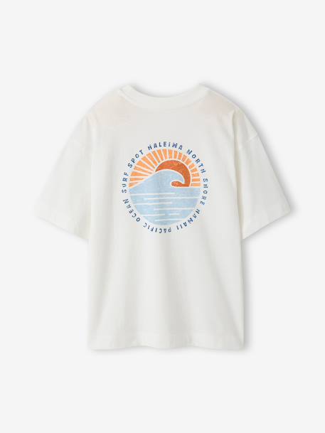 T-shirt garçon motif devant/dos effet délavé écru+vert d'eau - vertbaudet enfant 