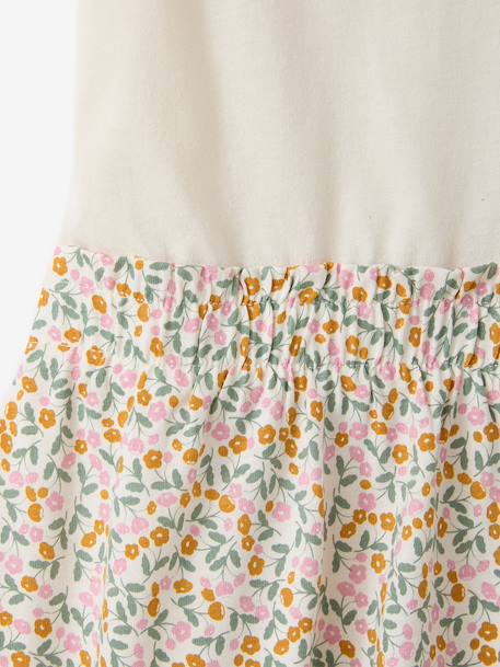 Robe fille effet 2 en 1 beige+écru+indigo+rayé rose+rose pâle - vertbaudet enfant 