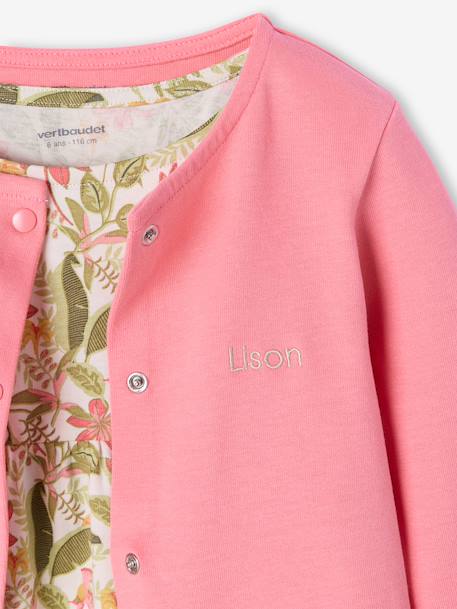 Ensemble fille robe + gilet mauve+rose imprimé - vertbaudet enfant 