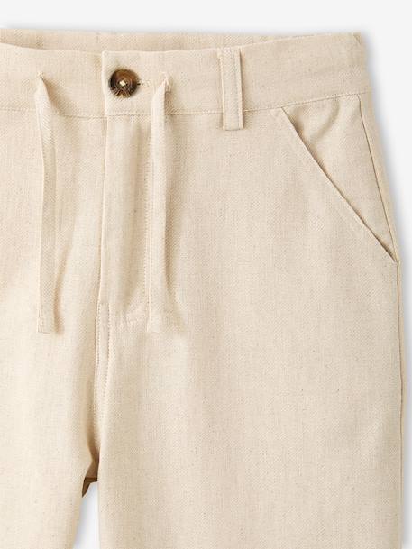 Pantalon twill coton et lin garçon taille ajustable écru - vertbaudet enfant 