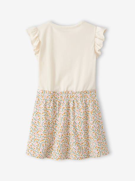 Meisjesjurk met 2-in-1 effect beige+ecru+indigoblauw+lichtroze+roze, gestreept - vertbaudet enfant 