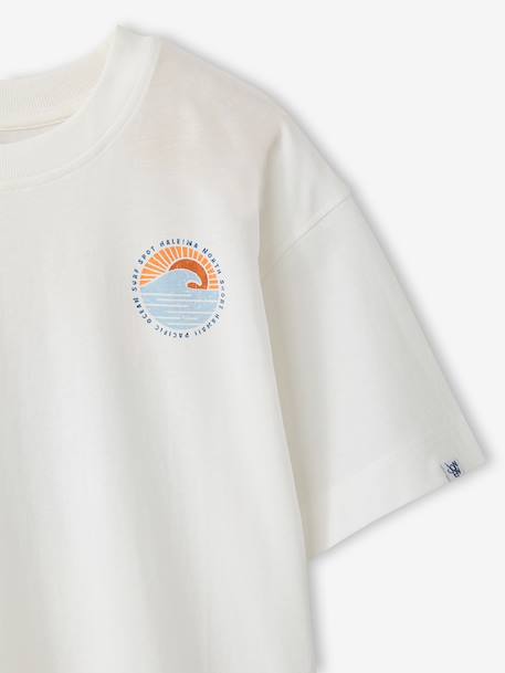 T-shirt garçon motif devant/dos effet délavé écru+vert d'eau - vertbaudet enfant 
