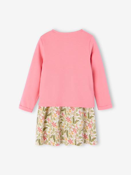 Ensemble fille robe + gilet mauve+rose imprimé - vertbaudet enfant 