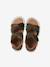 Leren sandalen voor jongens met klittenbandsluiting kaki - vertbaudet enfant 