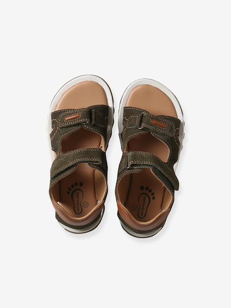 Sandales garçon cuir à scratchs kaki - vertbaudet enfant 