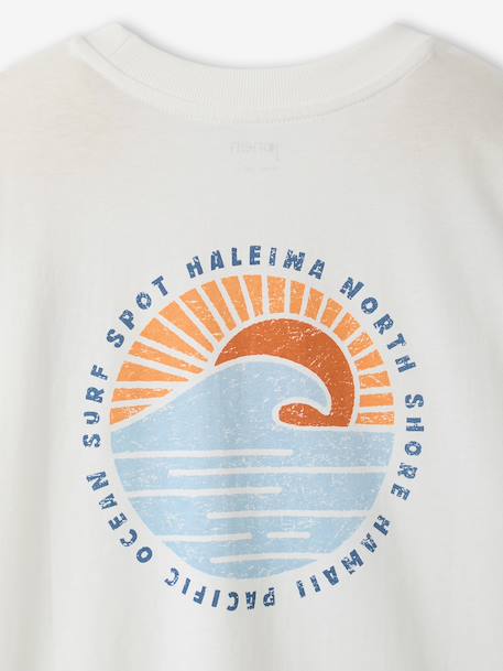 T-shirt garçon motif devant/dos effet délavé écru+vert d'eau - vertbaudet enfant 