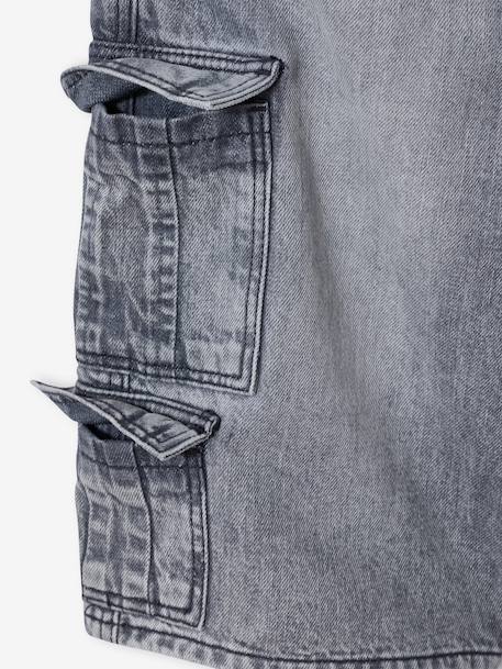Bermuda skateur denim bleached+denim gris - vertbaudet enfant 