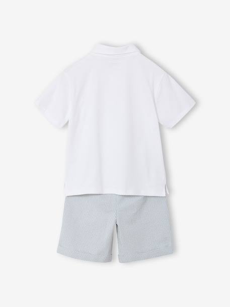 Ensemble short polo garçon rayé vert - vertbaudet enfant 
