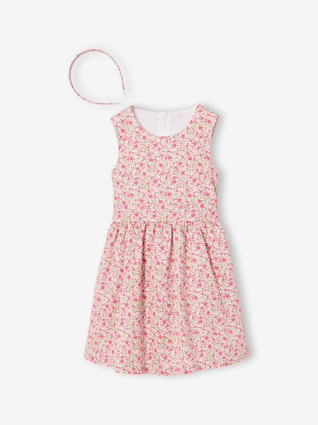 Ensemble 3 pièces robe cardigan serre tête rose pâle - vertbaudet enfant 
