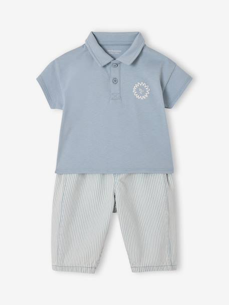 Babyset met polo en broek baby jongen blauw, gestreept - vertbaudet enfant 