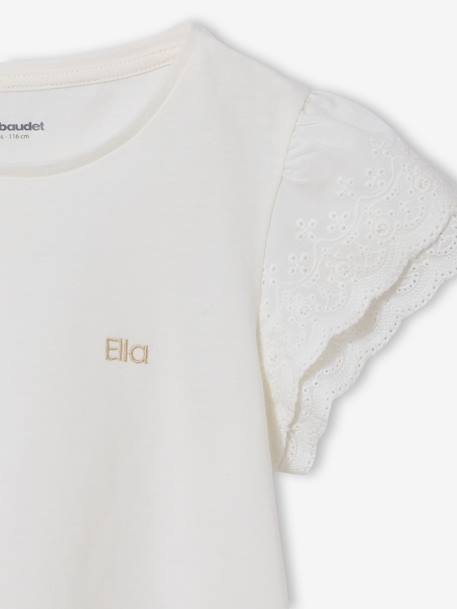 T-shirt manches courtes fille écru - vertbaudet enfant 