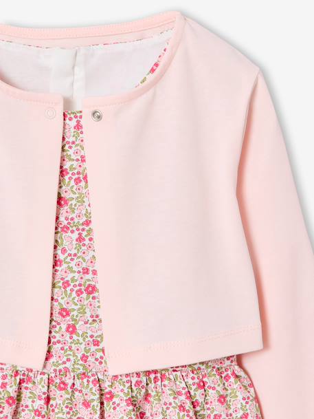 Ensemble 3 pièces robe cardigan serre tête rose pâle - vertbaudet enfant 