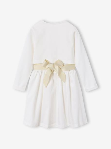 Ensemble robe patineuse boléro serre-tête blanc+vert sauge - vertbaudet enfant 