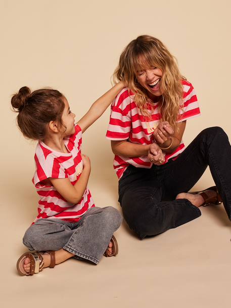 T-shirt marinière 'du soleil' bois de rose - vertbaudet enfant 