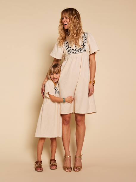 Robe gaze de coton femme Capsule mère-fille sable - vertbaudet enfant 