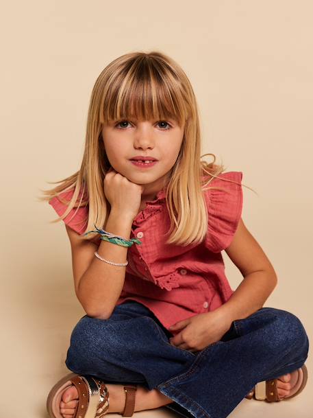 Blouse met ruches oudroze - vertbaudet enfant 
