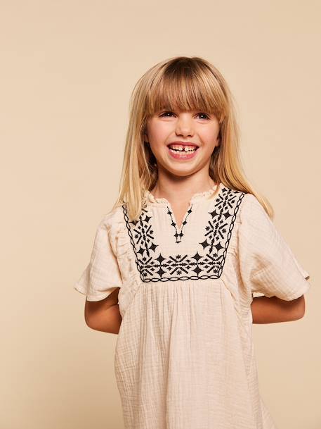 Robe brodée fille Capsule mère-fille sable - vertbaudet enfant 